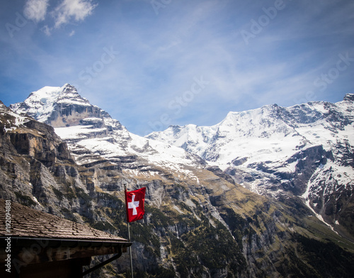 Swiss Flags in Alps