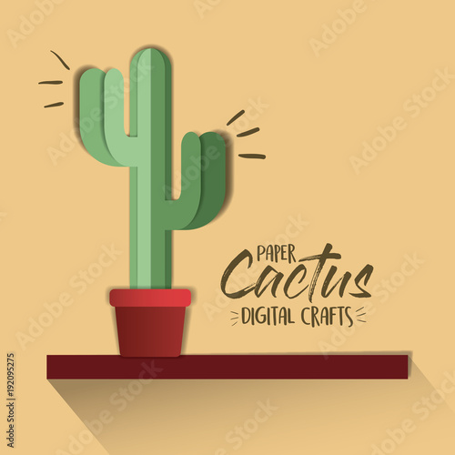 paper cactus digital craft vector illustration design