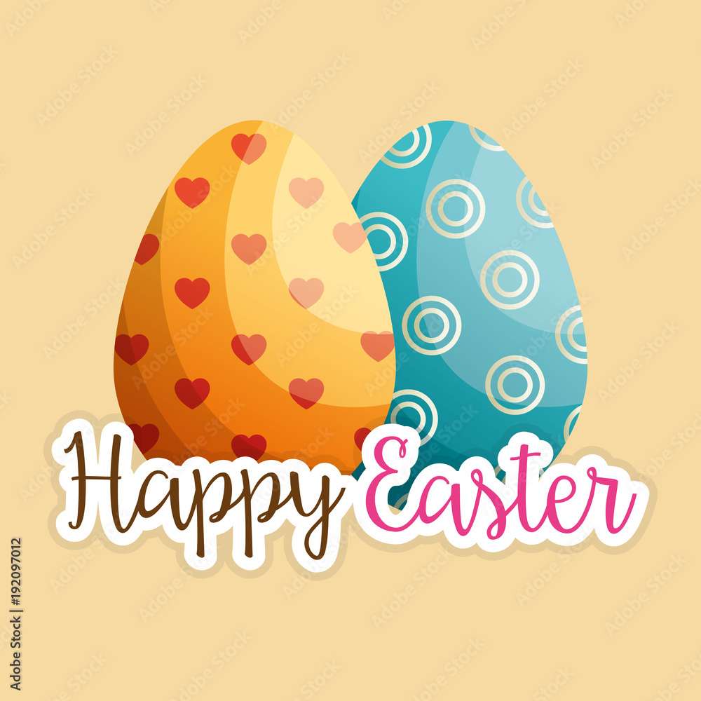 eggs painted happy easter celebration vector illustration design eggs painted happy easter celebration vector illustration design