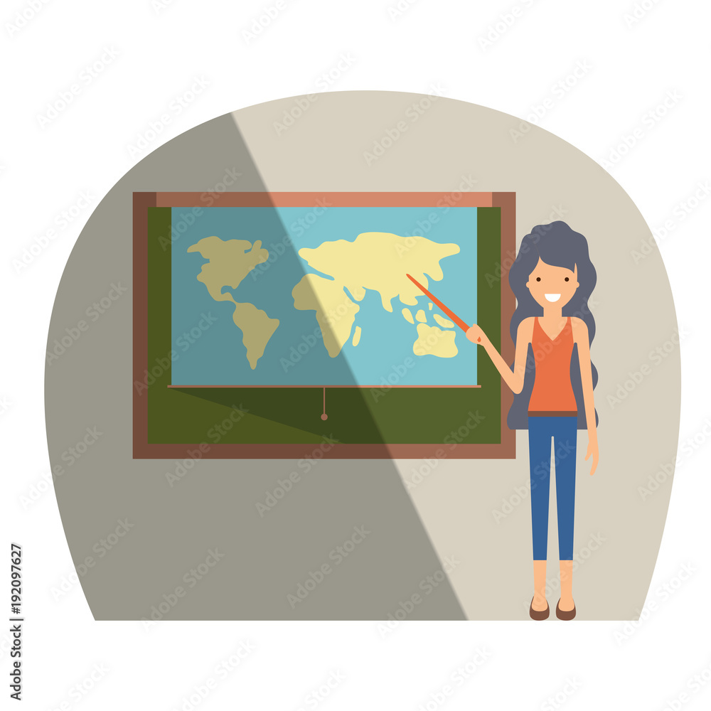 female teacher in geography class vector illustration design female teacher in geography class vector illustration design