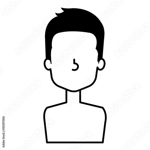 young man shirtless avatar character vector illustration design