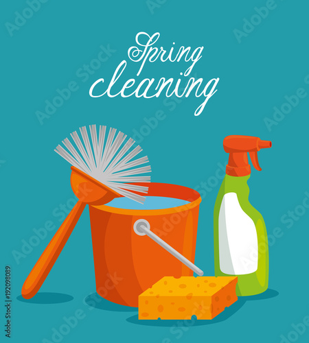 spring cleaning design concept with supplies vector illustration graphic design