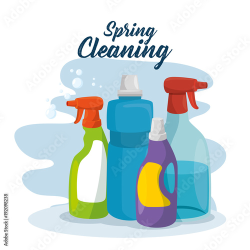 spring cleaning design concept with supplies vector illustration graphic design