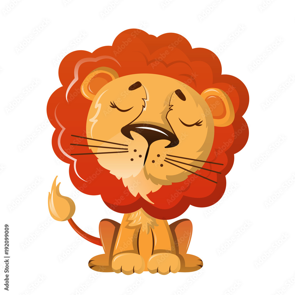 Funny wild cartoon lion with nice kind look. Wild animals. Stock Vector |  Adobe Stock