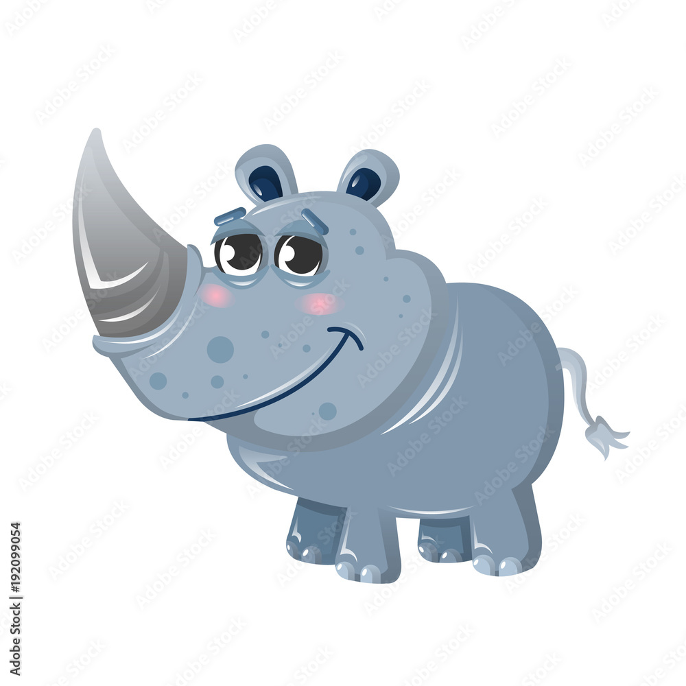 Fototapeta premium Funny funny African rhinoceros. Cute animal from the wild.