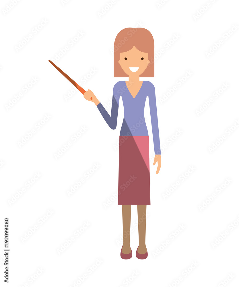 female teacher with pointing stick vector illustration design