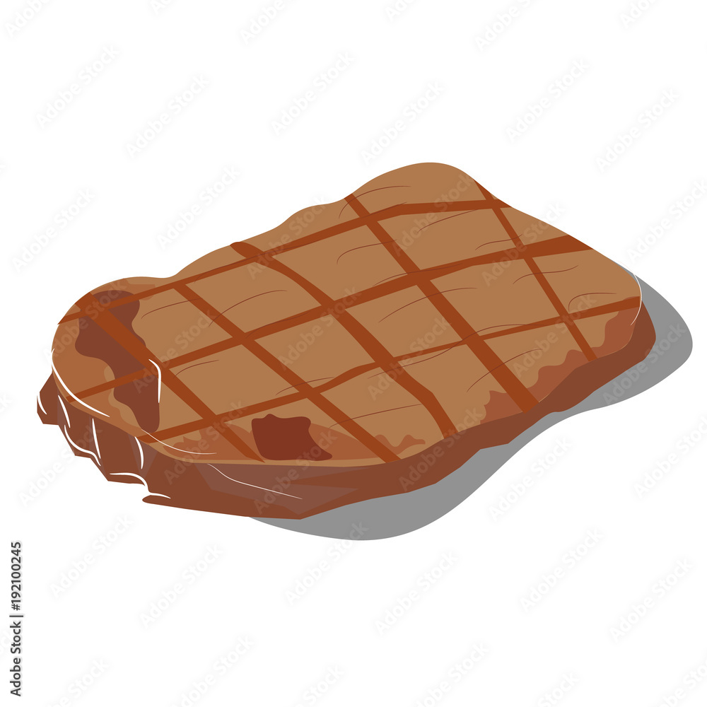 Fried meat steak on a white background. Vector image. Fried meat steak on a white background. Vector image.