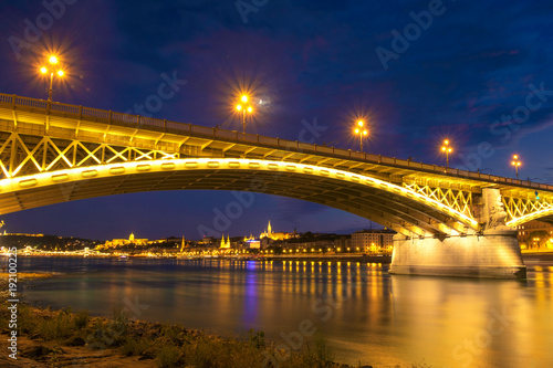 Margaret bridge at dusk in Budapest