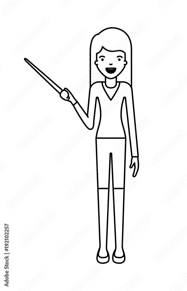 female teacher with pointing stick vector illustration design female teacher with pointing stick vector illustration design