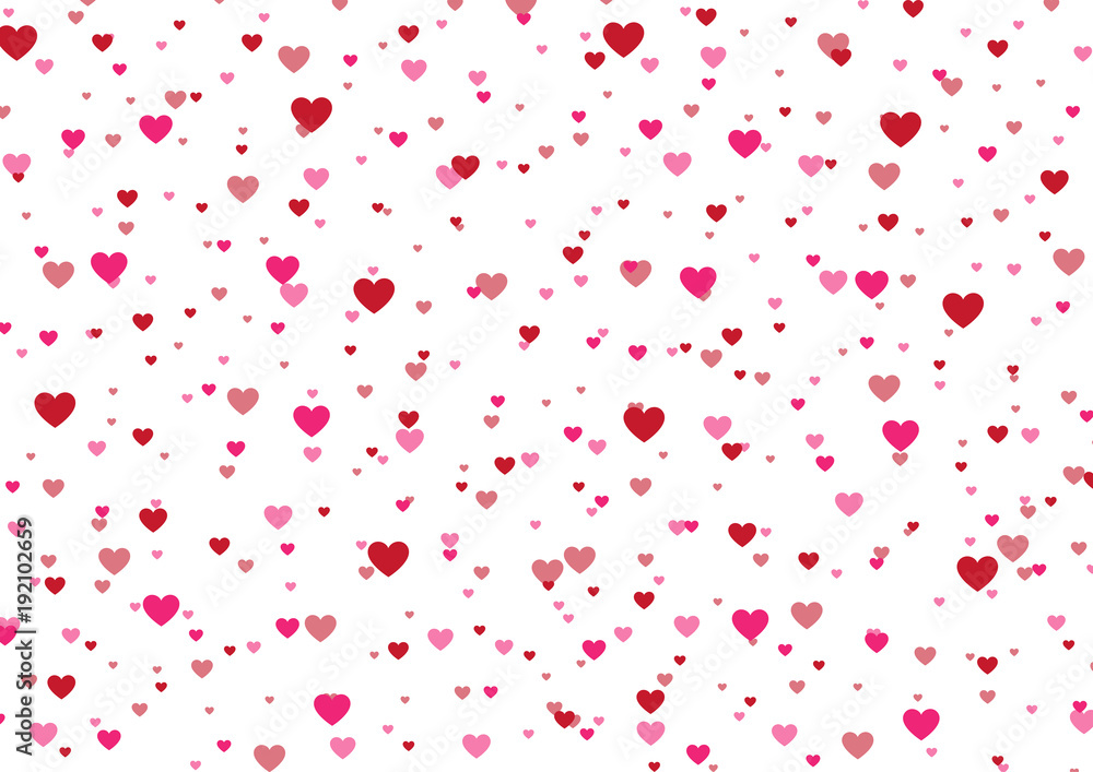Happy Valentines Day. Pink and red hearts on a white background. wedding card, wallpaper. Vector illustration