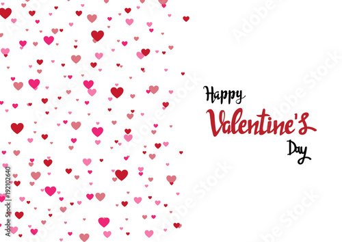 Happy Valentines Day. Pink and red hearts on a white background. wedding card, wallpaper. Vector illustration