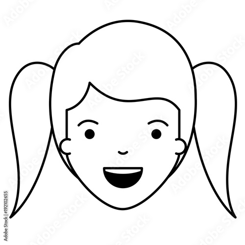 little girl head character vector illustration design