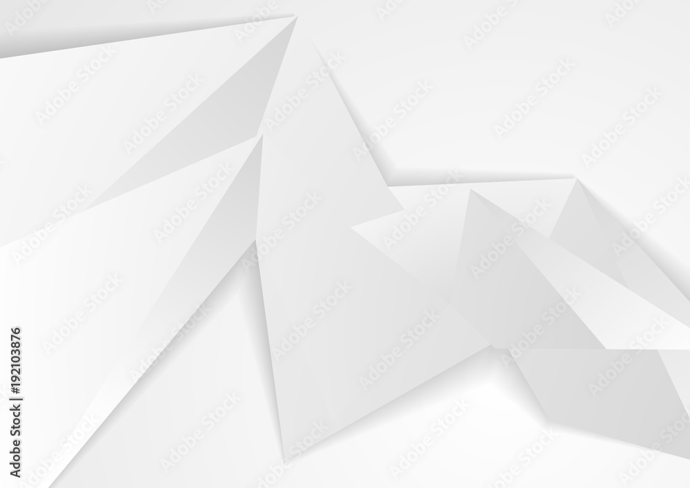 Grey paper origami tech polygonal abstract background