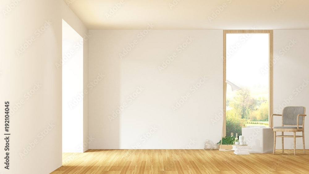 Fototapeta premium The interior relax space 3d rendering and nature view