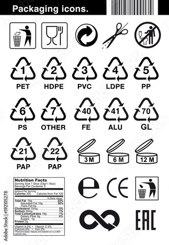 Set of icons for packaging. Vector elements. Ready for use in your design. EPS10