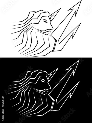 Poseidon from lines with a trident Poseidon logo