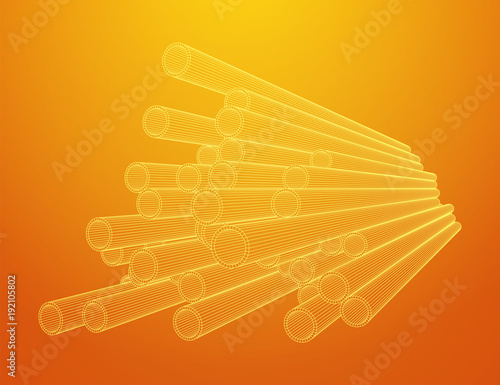 Wireframe low poly mesh construction metallurgy round tubes profile vector illustration