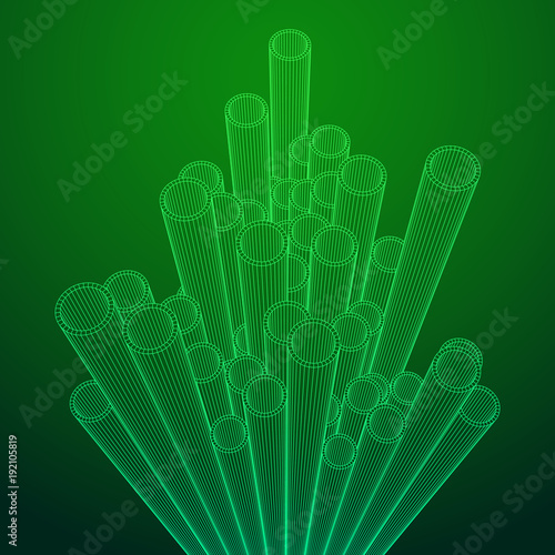 Wireframe low poly mesh construction metallurgy round tubes profile vector illustration