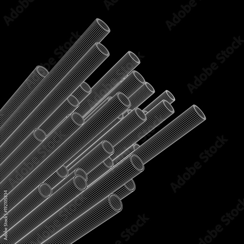 Wireframe low poly mesh construction metallurgy round tubes profile vector illustration