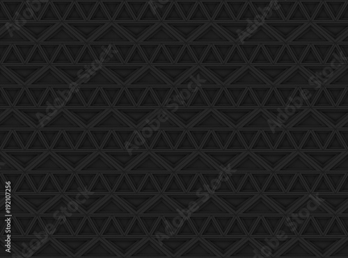 3d rendering. seamless Black color tone triangle polygonal pattern wall background.
