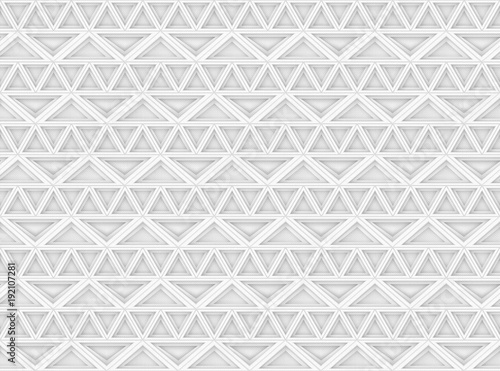 3d rendering. seamless white gray tone triangle polygonal pattern wall background.