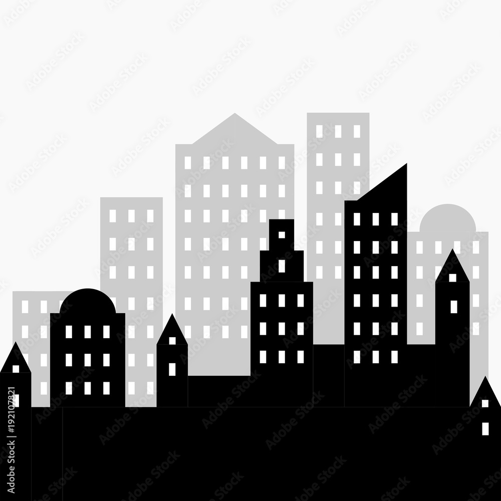 Urban skyline vector of modern city buildings use for real estate business background.