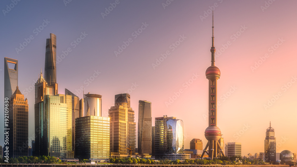 Night view of Shanghai skyline and Huangpu river