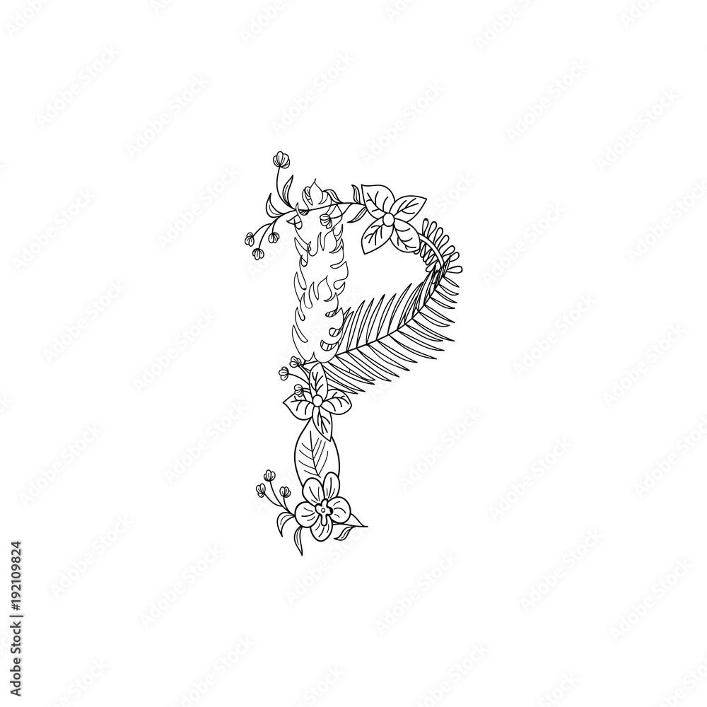 Fototapeta premium Letter P floral ornament
