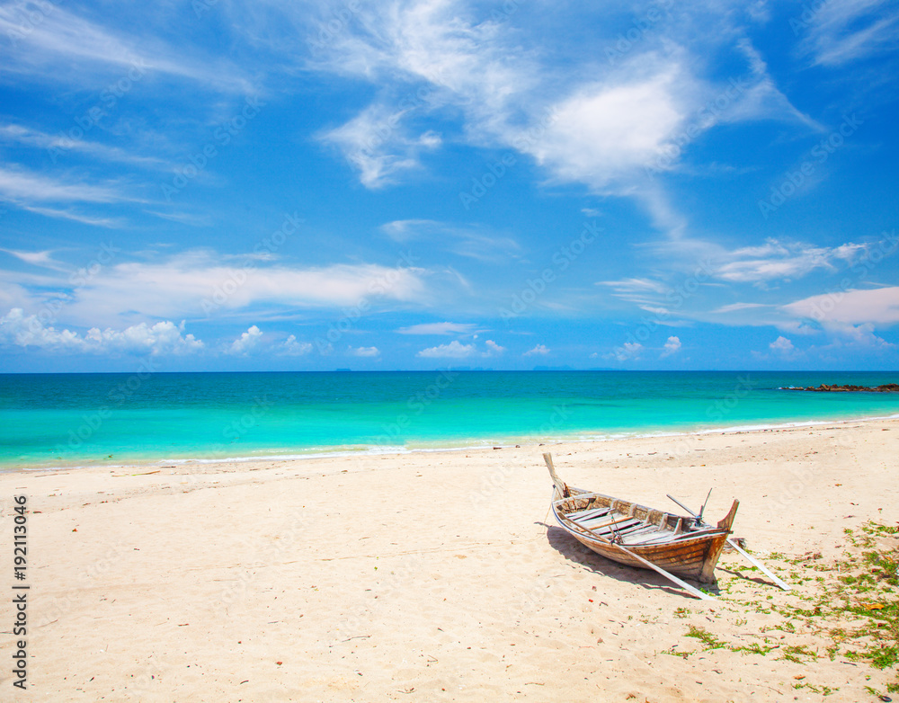 beach and fishing boat, koh Lanta, Thailand beach and fishing boat, koh Lanta, Thailand