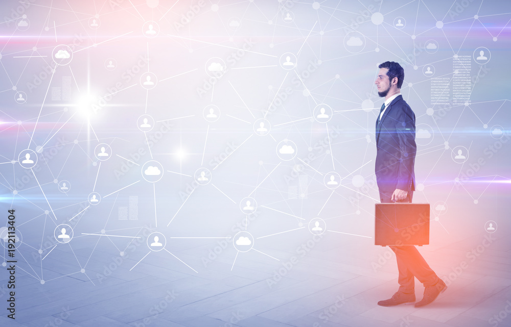 Man walking with online community wallpaper Man walking with online community wallpaper