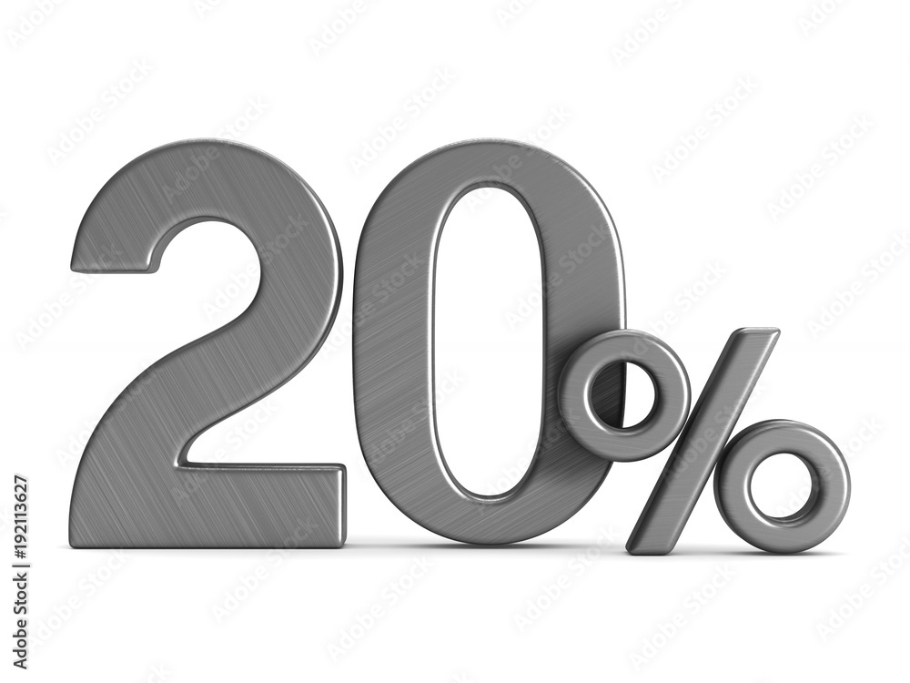 twenty percent on white background. Isolated 3D illustration twenty percent on white background. Isolated 3D illustration