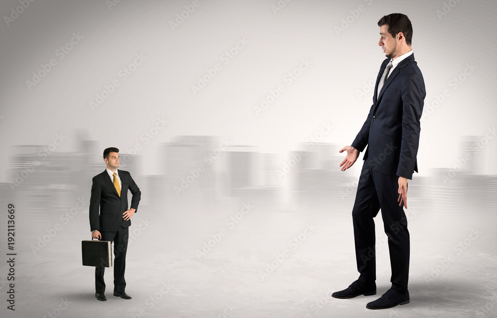 Giant businessman is afraid of small executor Giant businessman is afraid of small executor