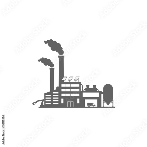 Factory and industrial buildings, car in stock. Flat style.