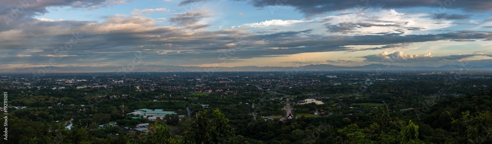 Panorama of Chiang mai city view from Wat Phra That Doi Kham temple Panorama of Chiang mai city view from Wat Phra That Doi Kham temple