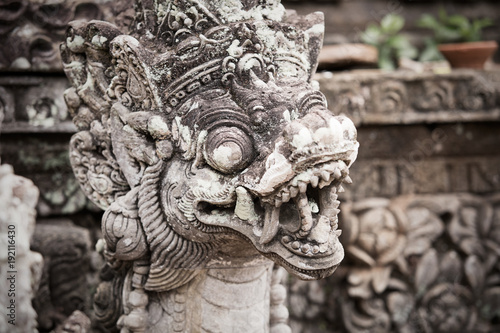 Traditional ancient sculpture of temple in Bali, Indonesia