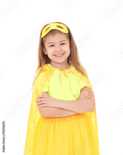Cute girl in superhero cost...