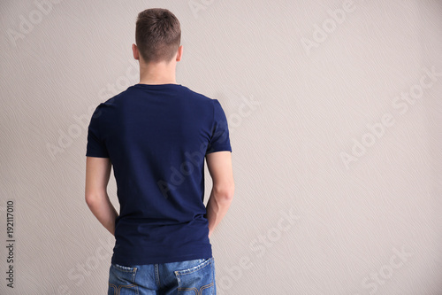 Young man in color t-shirt ...