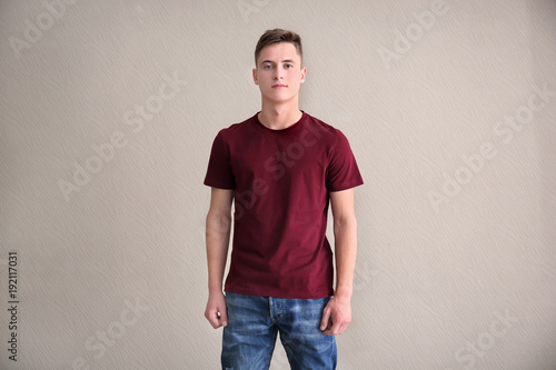 Young man in color t-shirt ...