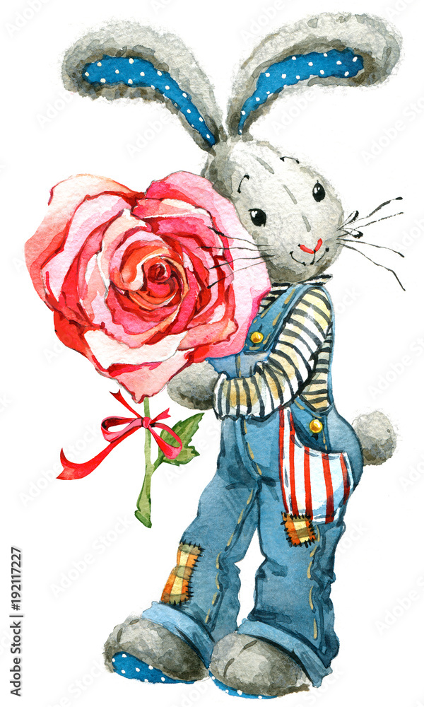 Cute watercolor bunny rabbit illustration