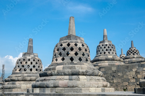 Stupas in Borobudur Temple, Central Java,Yogyakarta, Indonesia.