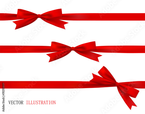 Red bow and ribbon. Vector set of beautiful bows.