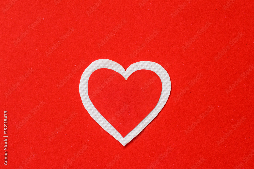 Big red and white heart paper on red paper background. valentines day concept. Big red and white heart paper on red paper background. valentines day concept.