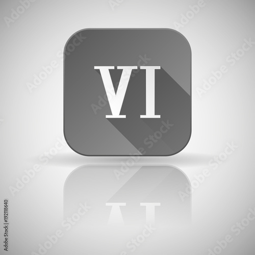 Free Download VI roman numeral. Grey square icon with reflection - GFXLoad