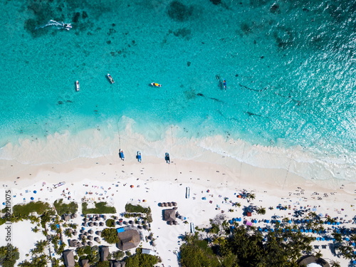 Aerial view of Pescadores beach in Tulum Mexico photo