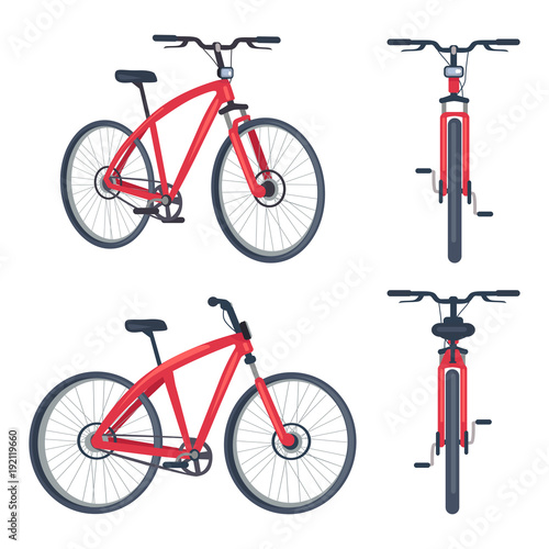 Bike with Pedals and Rudder Front View, Bicycle
