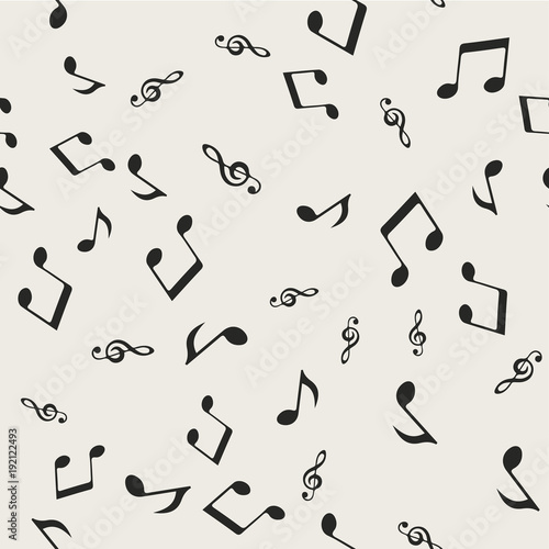 Seamless pattern background. Abstract and Classical concept. Geometric creative design stylish theme. Illustration vector. Black and white color. Music notes and song for Entertainment event