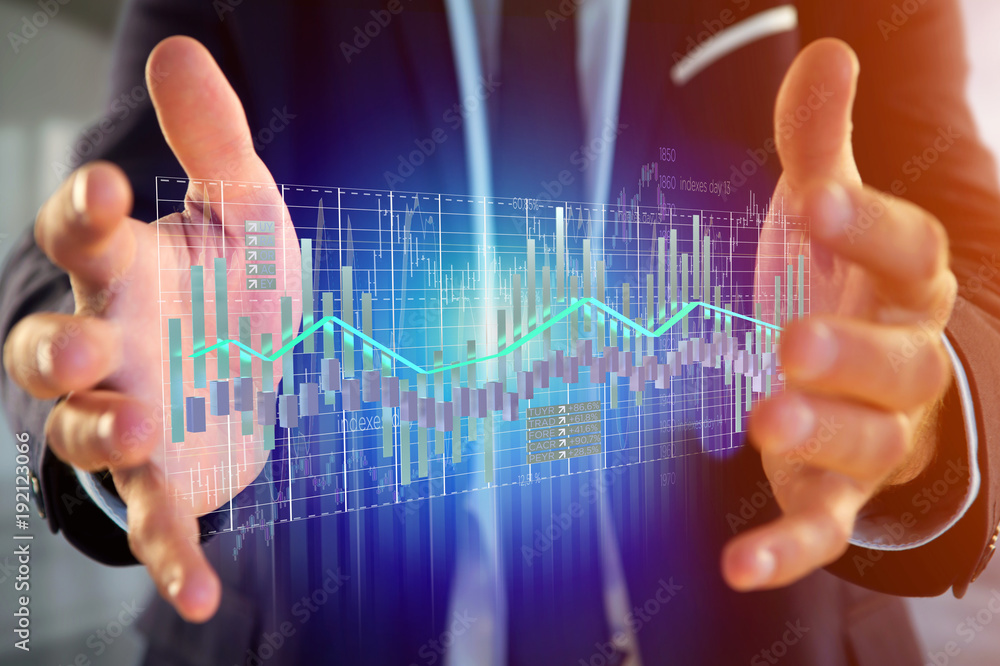 3d render Stock exchange trading data information display on a futuristic interface 3d render Stock exchange trading data information display on a futuristic interface