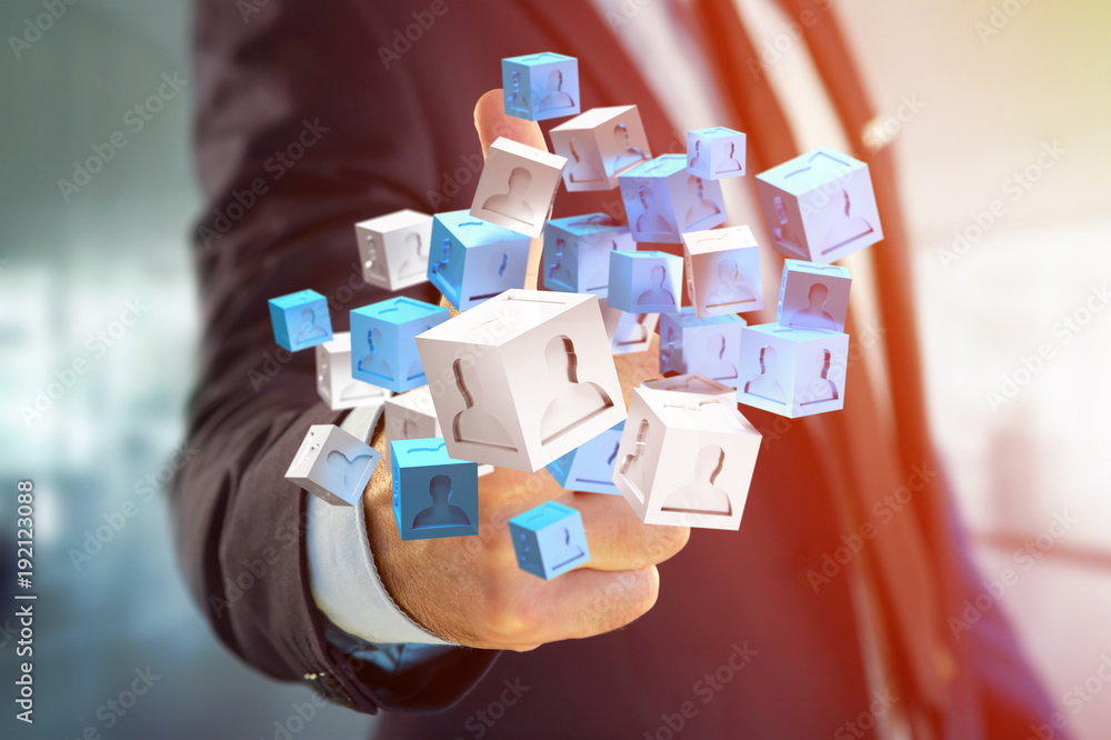 3d rendering blue and white cube on a futuristic interface 3d rendering blue and white cube on a futuristic interface