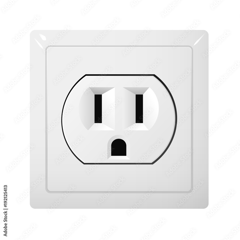 Single electrical socket Type B. Power plug vector illustration. Realistic  receptacle from USA. Stock Vector | Adobe Stock