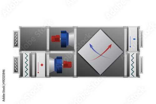 Air handler with recuperator vector illustration. HVAC industry.